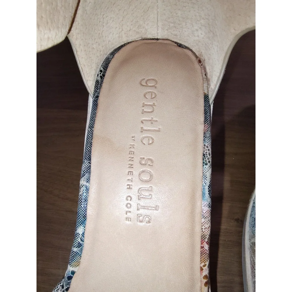 Gentle Souls Kenneth Cole Womens Floral Ankle Strap Wedge Pumps Multi Color 9M